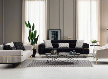 Luxury Sofa Set Sofa Upholstery Group Sofas 3+3+1 Seater Armchair 3-piece Velvet Set